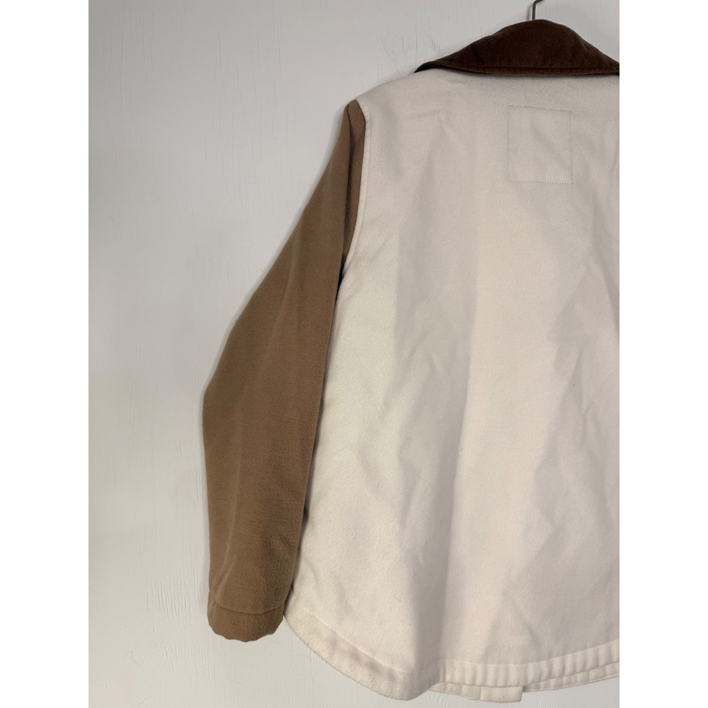 Hollister Colorblock Fleece Shirt Jacket Shacket Brown Cream Tan Small Oversized - Picture 8 of 15